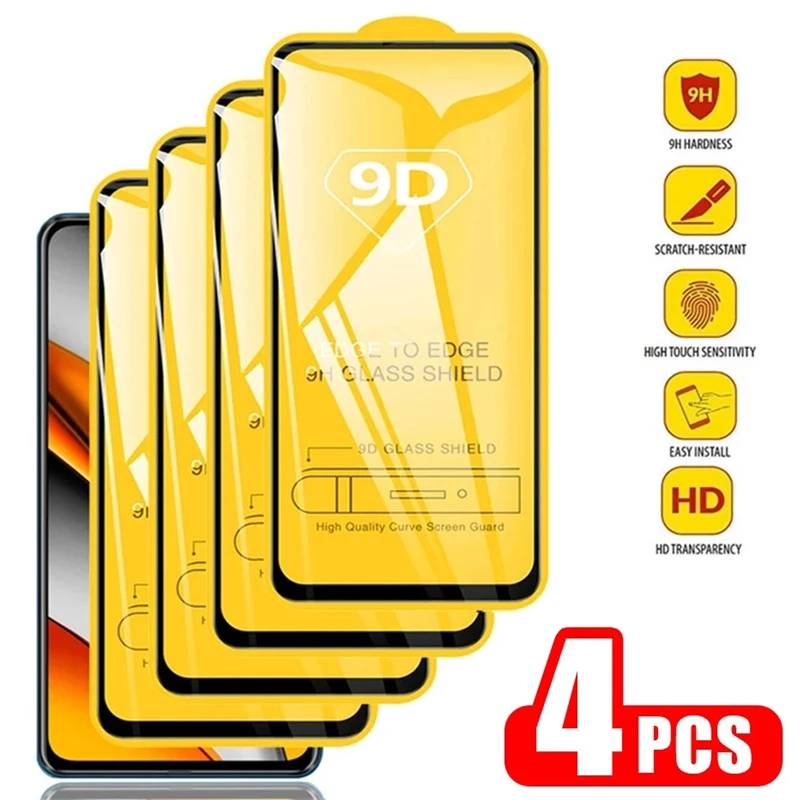 

1-4Pcs 9D Glass for Redmi Note 9 10 Pro 10S 9S 9T 9A 9C 8T 8 7 Screen Protectors for Xiaomi Mi Poco X3 M3 M4 Pro F3 5G HD Film