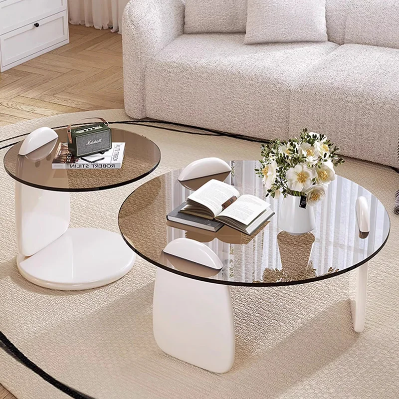 

Круглые стеклянные фотообои, современный дизайн, гостиная, журнальные столики, минималистичный уникальный стол, вспомогательная мебель для салона
