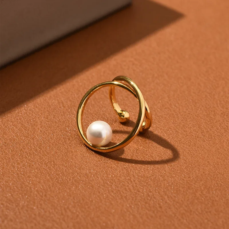 

Pearl Ear Clip without Pierced Retro Hollow Ring Adjustable Simple All-Match Ear Clip