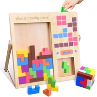 orzkids children wooden puzzles colorful 3d stacking blocks toy tangram jigsaw intelligence educational toys toddlers kids gift