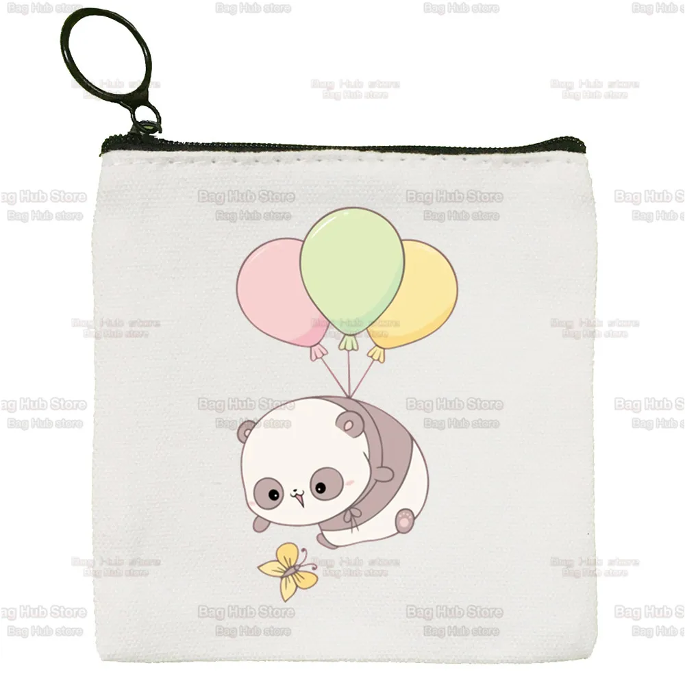 Panda Girl Animal Cartoon Stylish Kawaii Cute Mini Coin Purse Canvas Student Wallet Coin Case Zipper Hand Female Key Case