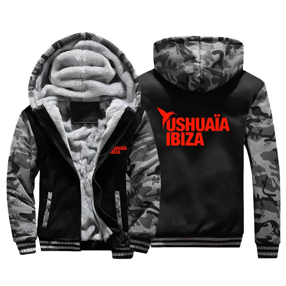 Мужская флисовая толстовка с капюшоном 2026 Ushuaia Ibiza с принтом логотипа, уличная одежда, зимняя теплая утолщенная куртка для защиты от холода (art.: 3920dbcb88907) - 3920dbcb88907