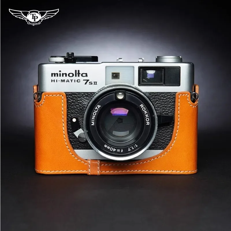 Чехол ручной работы из натуральной кожи для фотоаппарата чехол с рисунком Minolta