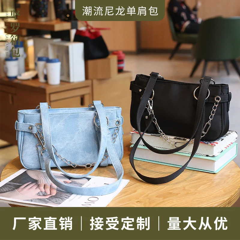 Handbag For Women 2023 New Fashion Nylon Bag Canvas Bag, Versatile Chain One Shoulder Handbag Motorcycle Bag Designer Clutch