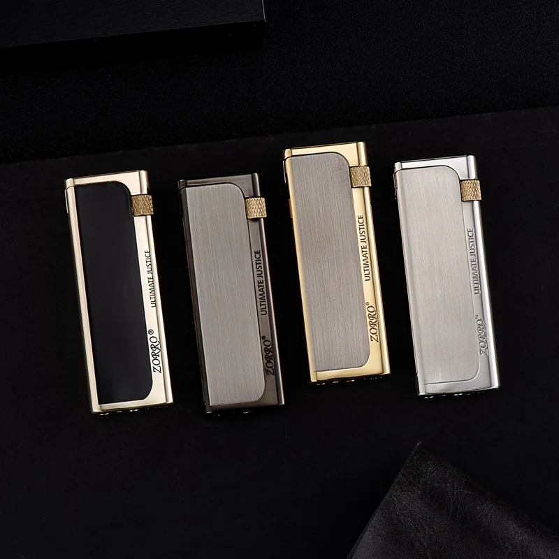 Фото Zorro Z688 Ультратонкая металлическая зажигалка — матовая ретро многоразовая газовая зажигалка для мужчин, карманный ветрозащитный подарок (модель Z688) №2