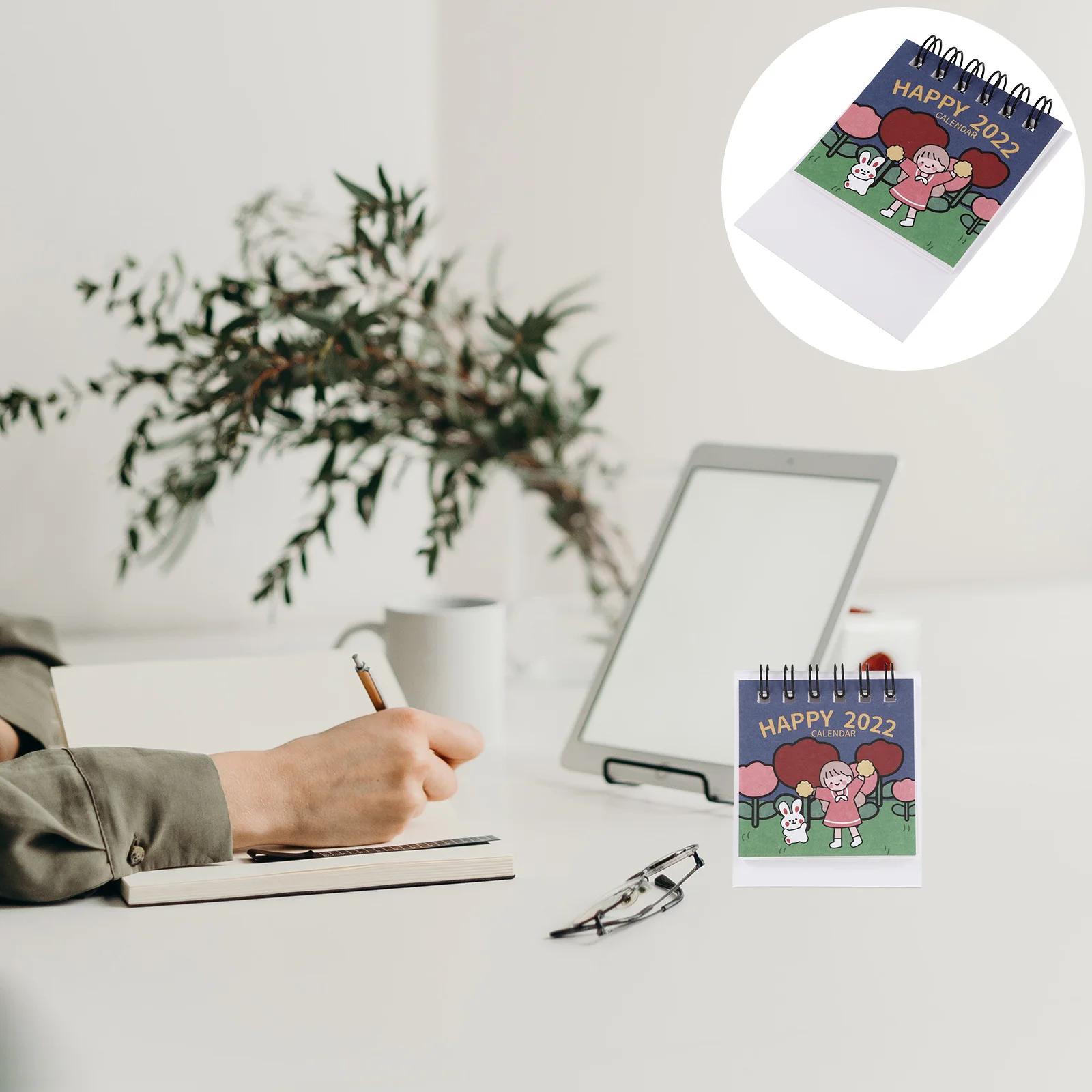 

2022 Desk Calendar Planner: Stand Calendar Desktop Page Turning Calendar Coil Yearly Notepad for Home Office School Kids Student