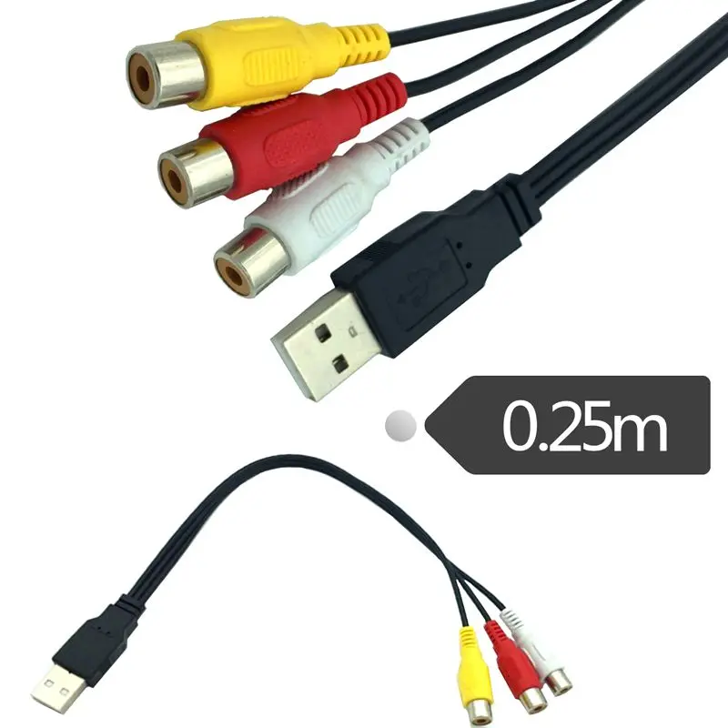 Кабель с медным сердечником USB на 3RCA Bus AV