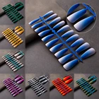 20 шт.компл. градиентные матовые накладные ногти Формы для наращивания французские акриловые ногти полное покрытие заостренные накладные ногти маникюр