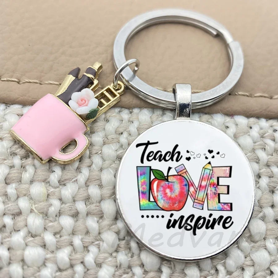Брелок для ключей Teach Love Inspire на День Благодарения стеклянный купольный брелок