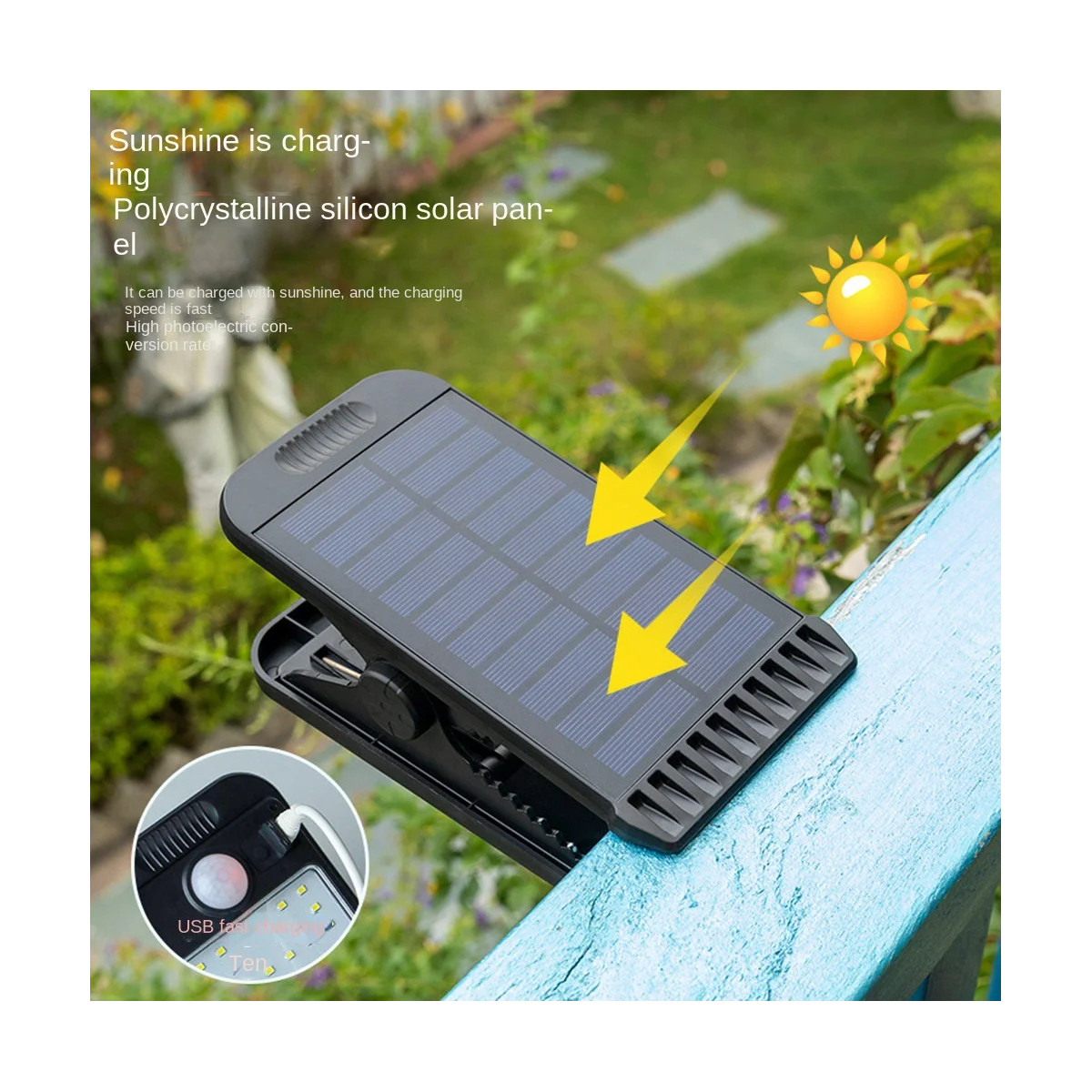 

72 LED Solar Garden Light Clip Sensing Light Waterproof Camping Light for Fence Deck Wall Camping Tent Patio White Light