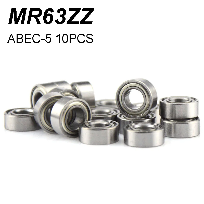 

MR63ZZ Bearing ABEC-5 10PCS 3*6*2.5 mm MR63 ZZ Miniature Deep Groove Ball Bearing Metal Shielded Bearings For Model Car Roller