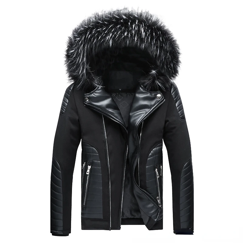 Men's Fur Wool Winter Trench Casual Jackets Coat For Men Coat Black Puffer Jacket Warm Overcoat Parka Outwear Cotton Down Coat