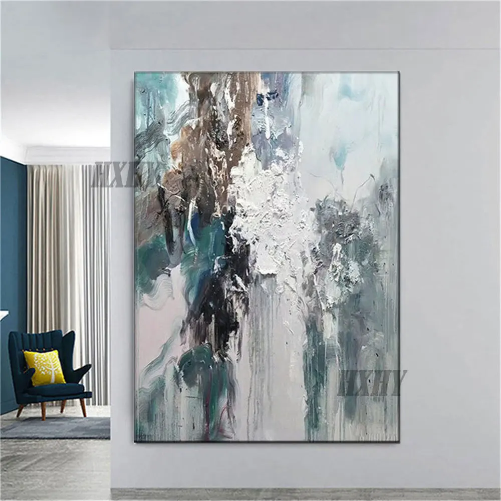 

100% ручная роспись Абстрактная масляная Картина на холсте Скандинавская картина серая Белая Стена Современные картины искусство для домашн...