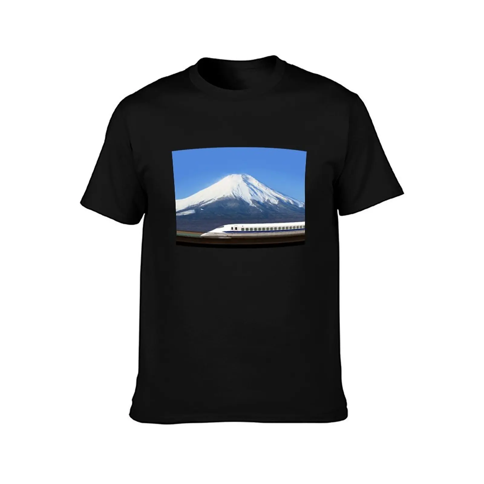 Фото Футболка Mount Fuji and Tokaido Shinkansen, Shizuoka, Japan, большие футболки с изображением животных для мальчиков и мальчиков, белые футболки для мужчин с графикой №2