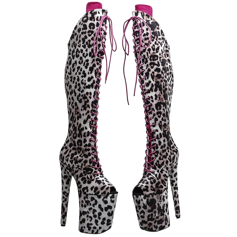 Leecabe/23 см/9 дюймов леопардовый замшевый верх трендовые модные ботинки с небольшим