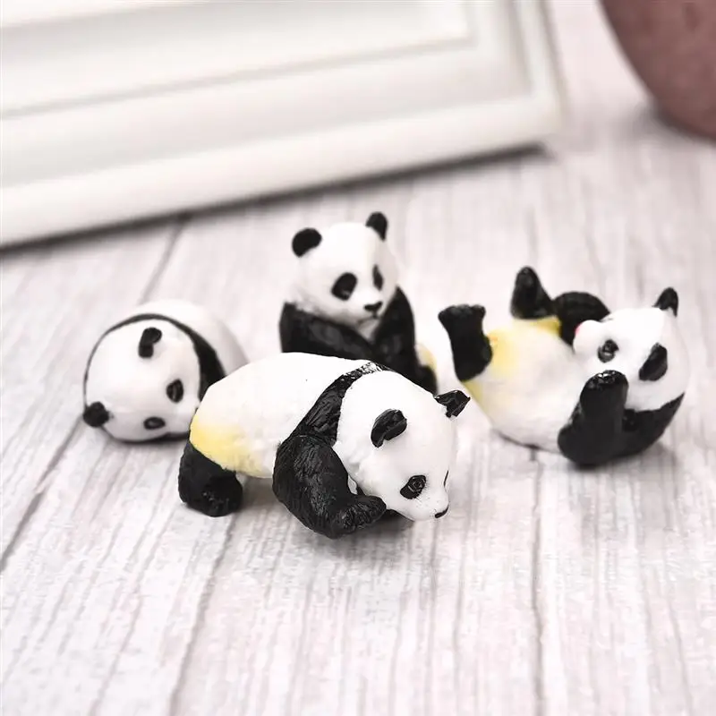 

4pcs/set Cute Panda Moss Micro Landscape Terrarium Figurine Decoration Resin Funny Panda Babies Ornament Fairy Garden Miniature