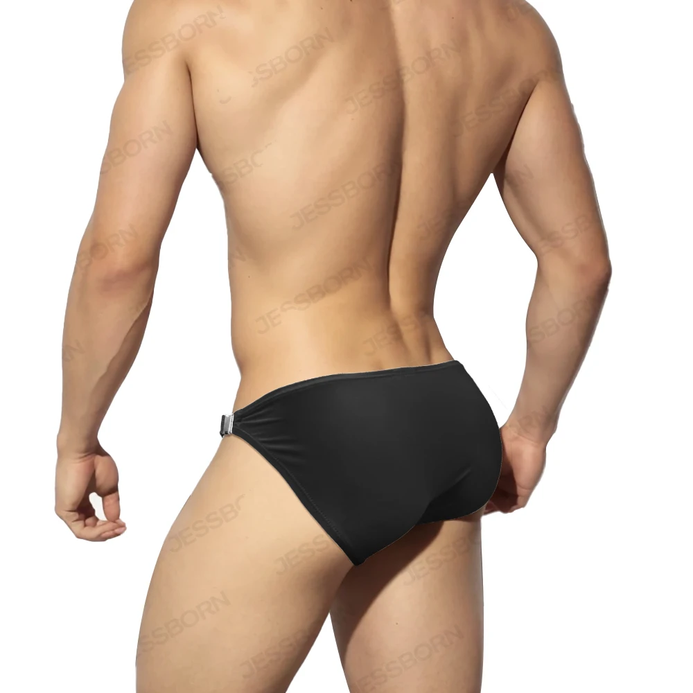 Плавки мужские с металлической пряжкой и одним Боковым Разрезом нейлоновый