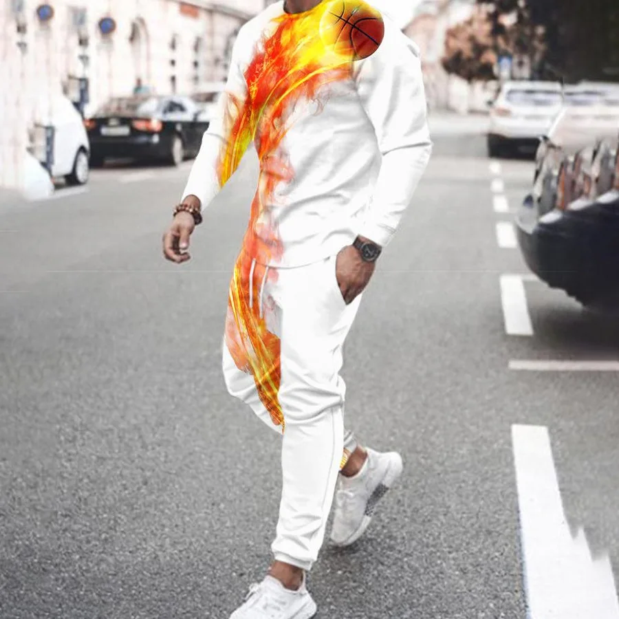 Tracksuit Men's Spring And Summer Long Sleeve T-Shirt 2 Piece Set 3D Watch Printing Street Pant Set Oversized Jogging Suit