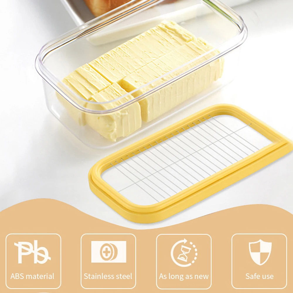 1PC Butter Box With Lid Rectangle Container Kitchen Refrigerator Food Sealing Storage Dish Butter Cutting Machine Cheese Keeper