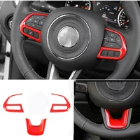 car steering wheel decoration cover stickers kits for jeep renegade 2015 2020 compass 2017 2020 car interior accessories abs red