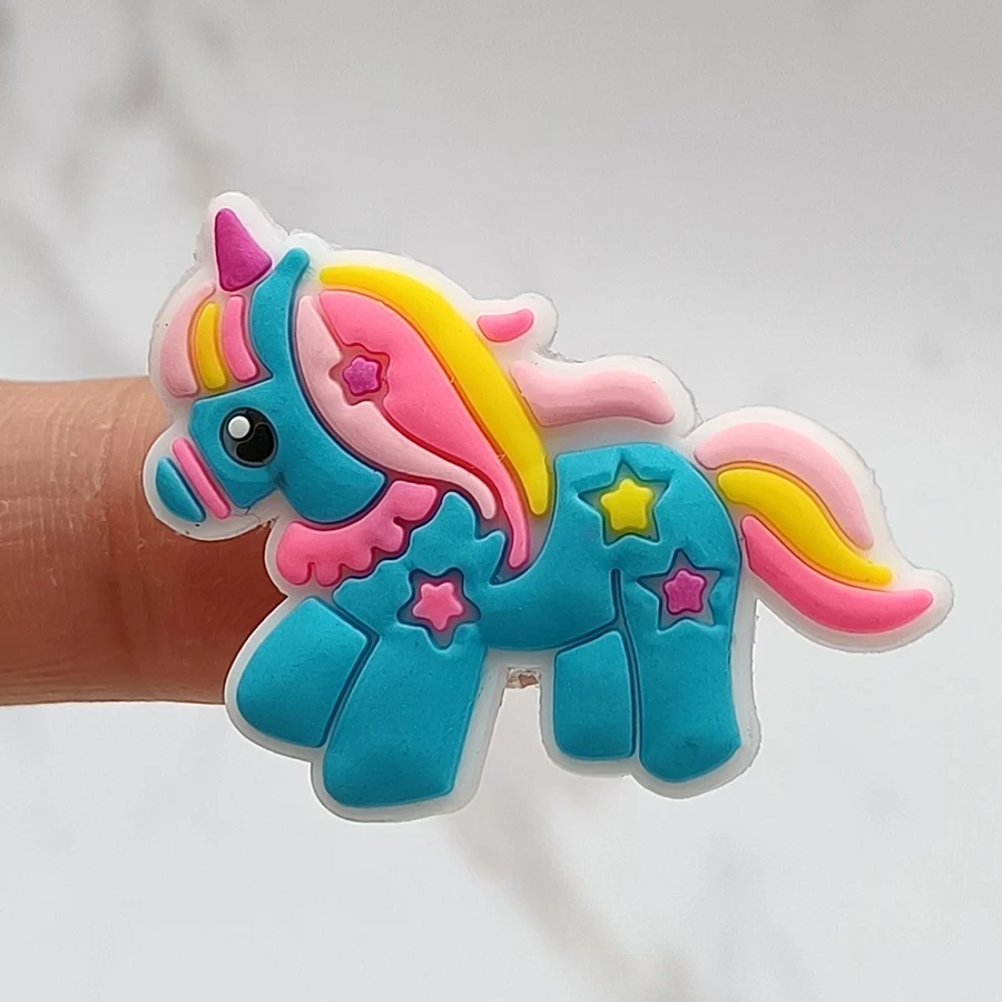 Dropshipping 1Pcs PVC Shoe Buckle Accessories Funny DIY Magic Unicorn Shoes Decoration Jibz For Croc Charms Kids X-mas Gift