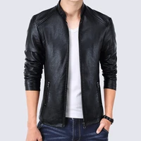 men stand collar coatsmens leather jackets mens motorcycle leather jacket casual slim brand clothing pu leather coats mens