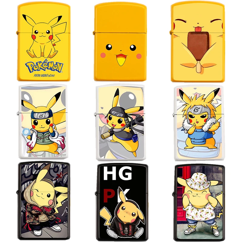 

16 стилей кавайная керосиновая Зажигалка Пикачу мультяшный Аниме Косплей металлический корпус сигаретные зажигалки для взрослых симпатичн...