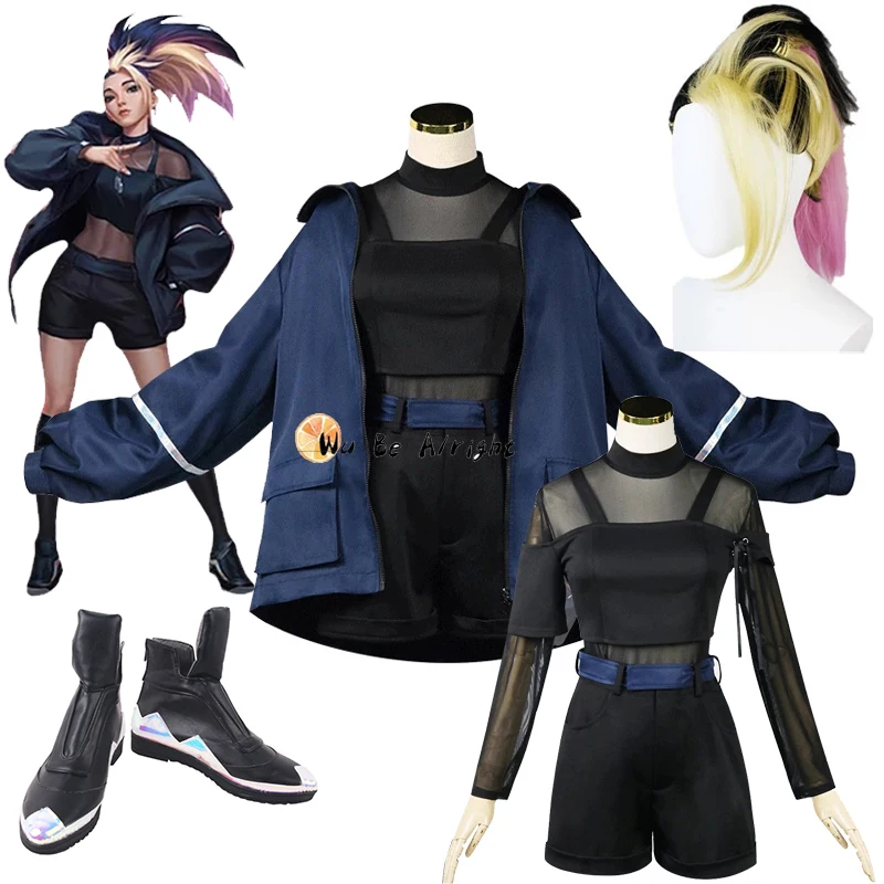 The Rogue Assassin KDA Akali Game Cosplay Costume Sexy Clothes Jacket Women Halloween Full Set |