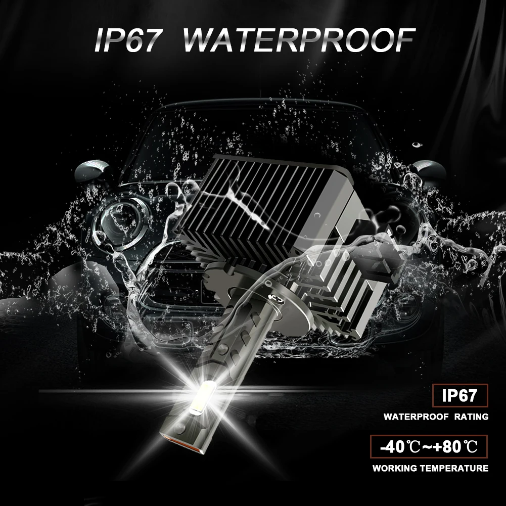 2Pcs Car LED Bulb D3S Headlight HID D1S D2S D4S 12500LM 110W Double Sided 6000K White Plug and Play IP67 Waterproof Lamp - купить по