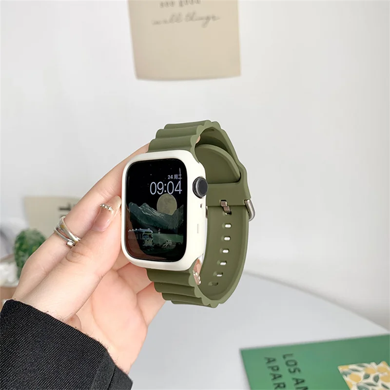 

Ремешок волнистый для Apple Watch Series 7 6 5 4 3 2 SE, резиновый браслет для iWatch 41 мм 45 мм 38 мм 42 мм 40 мм 44 мм