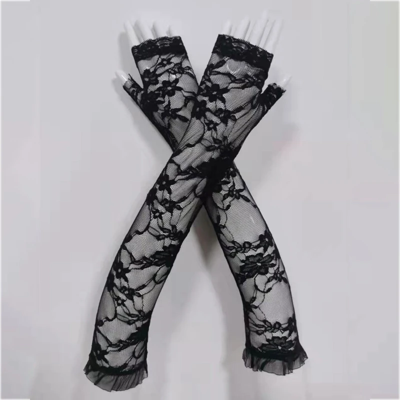 

Breathable Lace Hollow-Out Fingerless Sleeves Arm Gloves UV Protection 1Pair