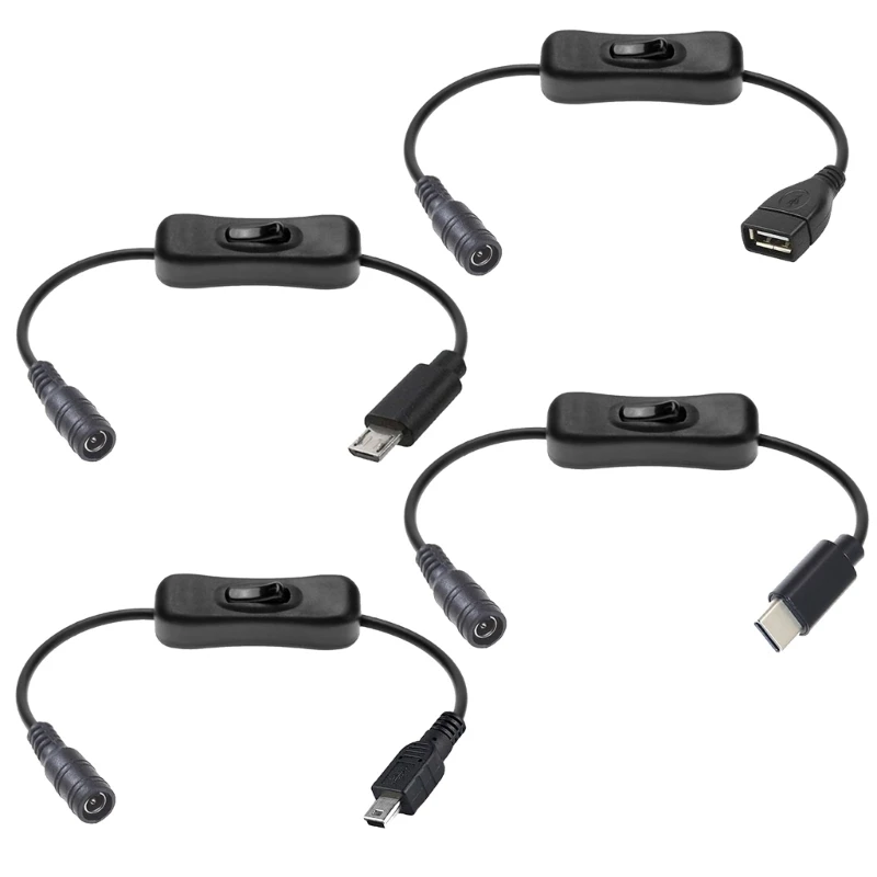 

Type C/Micro USB/Mini USB/USB to 5.5x2.1mm Female Connector Power Charging Adapter Cable with Switches Charging Device