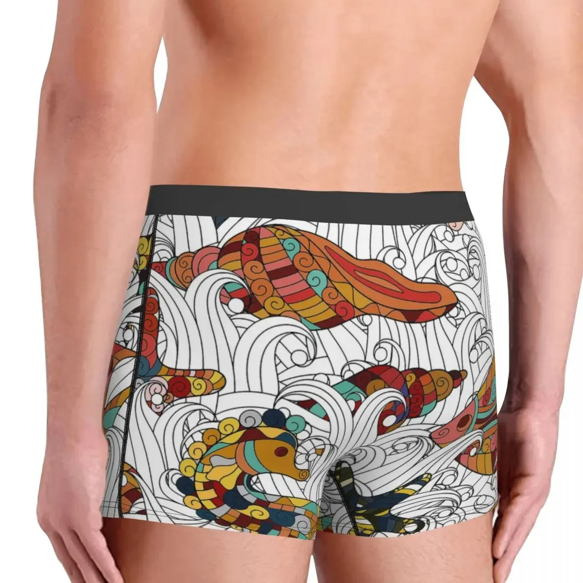 Трусы-боксеры рыбные животные из моря мягкие свободные и счастливые дышащие
