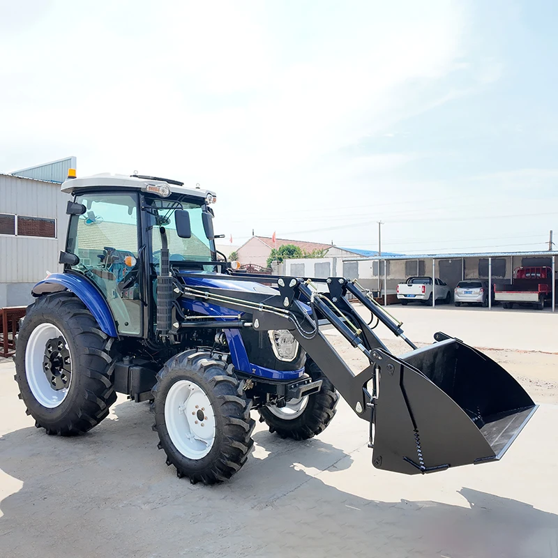 Фото Сельскохозяйственные 4wd Тракторы Мини 4x4 80 л.с. 90 л.с. Компактный трактор Сельскохозяйственный трактор Сельскохозяйственный мини-трактор с фронтальным погрузчиком №1