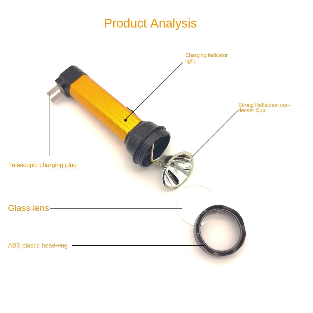 

Waterproof Flashlight Domestic Waterproof Charging Plug Rechargeable 4800mah Led Lamp Beads Multifunctional Electric Torch Led
