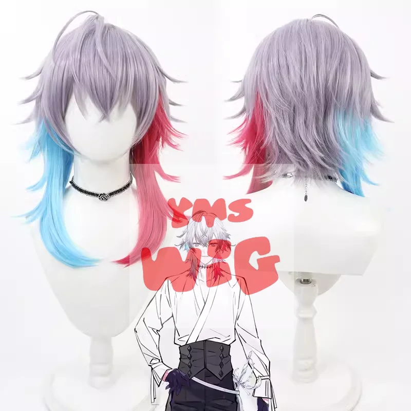 Парик для косплея YouTuber Vtuber Gavis Bettel светло-фиолетовый красный синий смешанные