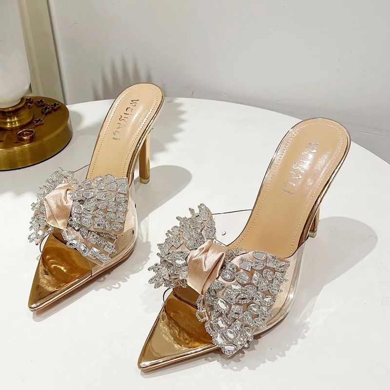 

Туфли-лодочки женские на высоком каблуке, модные сандалии, пикантные Роскошные туфли с острым носком, тапочки, лето 2022