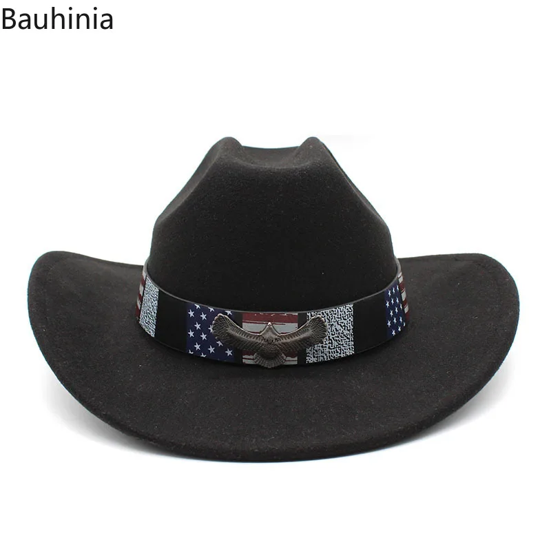 

Bauhinia New Punk Style Western Cowboy Hat Vintage Men's Gentleman Lady Cowgirl Jazz Cap Panama Church Cap Sombrero Hombre