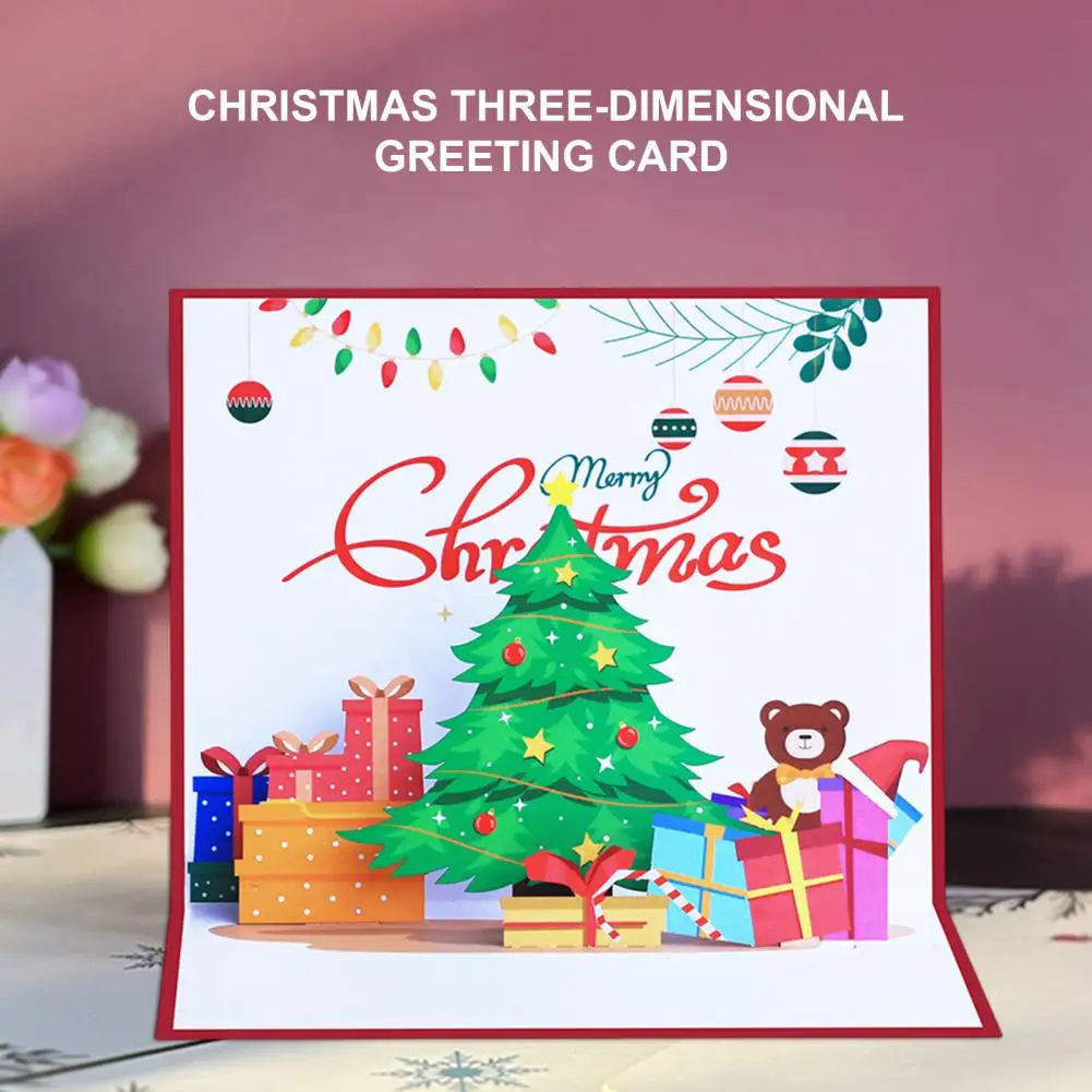 

Eco-Friendly Beautiful Creative 3D Christmas Tree Gift Greeting Card Bright-colored Christmas Card Exquisite for Festival