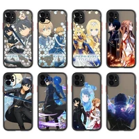 sword art online sao anime phone case for iphone 13 12 11 pro max mini xs xr x 8 7 plus black matter translucent cover