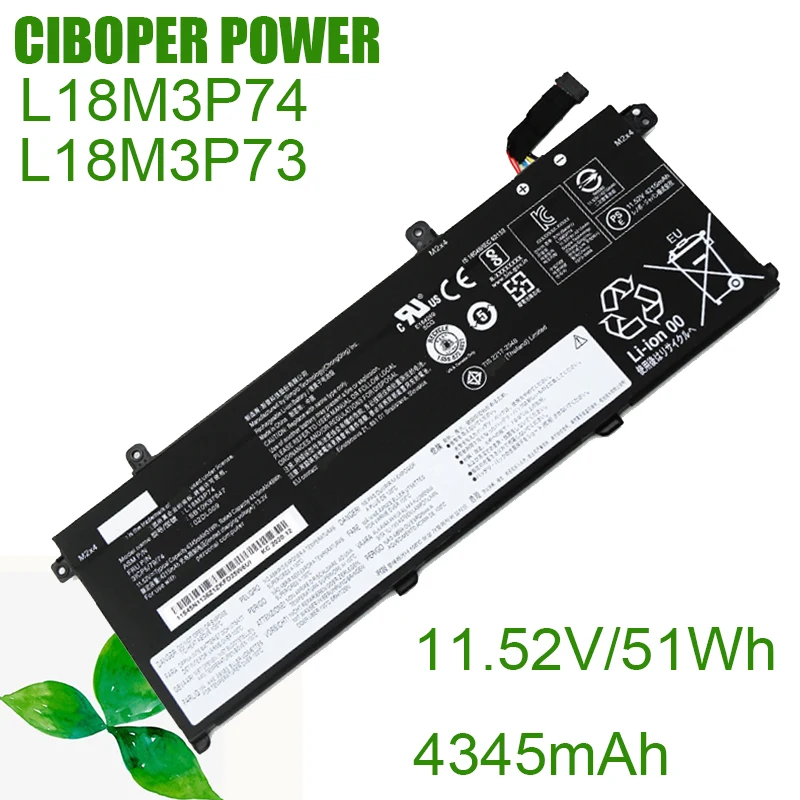 

CP New Genuine Laptop Battery L18M3P74 L18M3P73 11.52V/51Wh L18L3P73 L18C3P71 L18C3P72 For P43s T490 T495 T14 Series Notebook