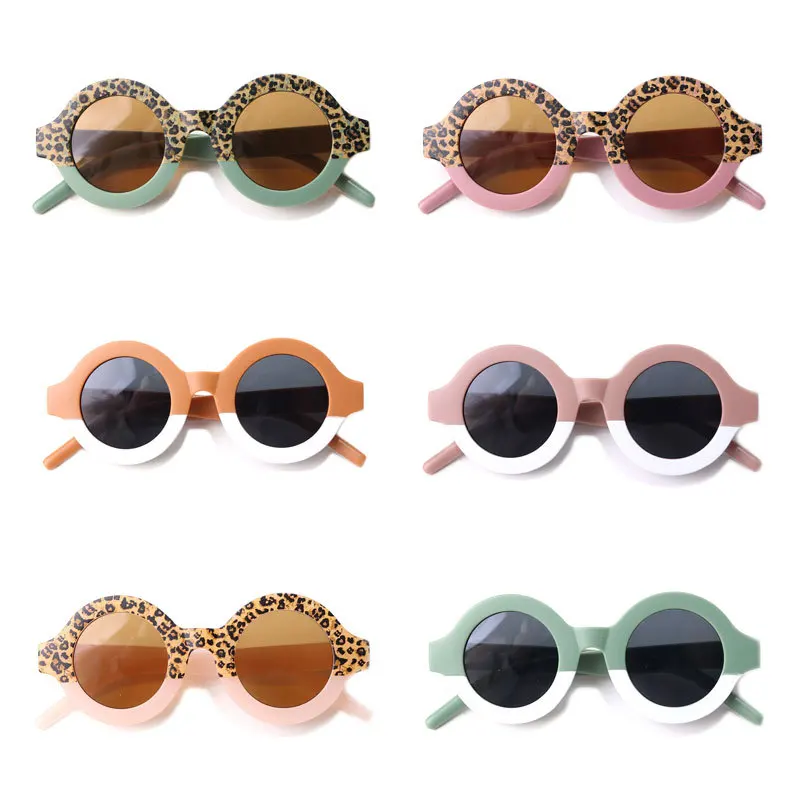 

Cute Leopard Double Color Kids Sunglasses Boys Girls Cartoon Bear Shape Round Sunglasses UV400 Protection Eyewear for Baby