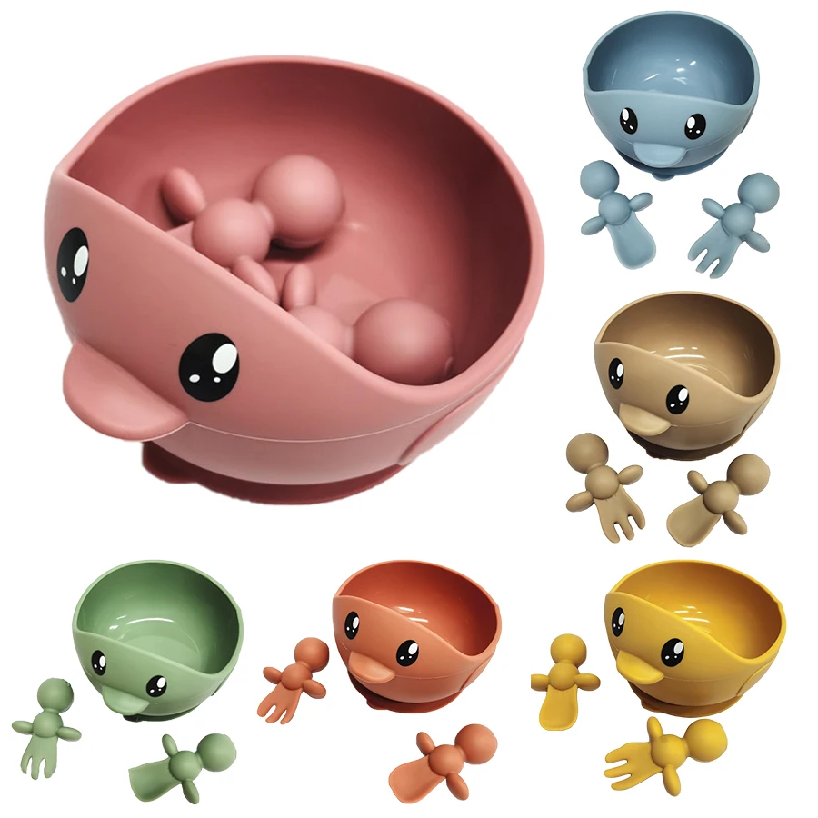 

Solid Baby Feeding Bowl Food Grade Baby Plate Dishes Non-Slip Suction Kids Tableware Waterproof BPA Free Silicone Children Bowls