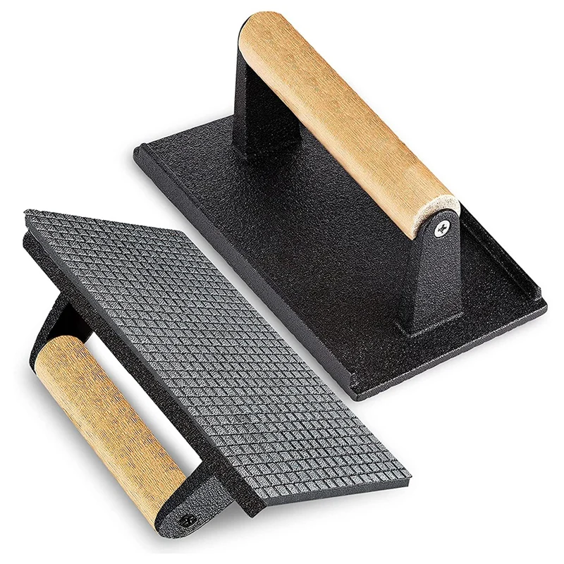 

Cast Iron Grill Press, Pre-Seasoned Burger Press And Steak Weight With Cool-BBQ Accessories For Griddle, Outdoor Grill