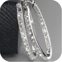 gold and silver earrings temperament hoop earrings for girlfriend birthday gift new temperament diamond studded alloy earrings