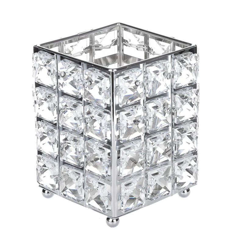

Crystal Makeup Brush Holder Makeup Brush Organizer Pen Pencil Holder Storage Cosmetics Tools Container,Silver