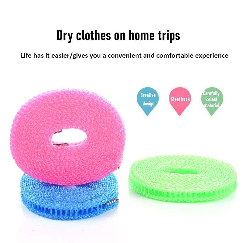 

Anti-skid Windproof Clothesline Fence-type Clothesline Non-slip Drying Ropeclothesline Outdoor Travel Clothes Line Ropes