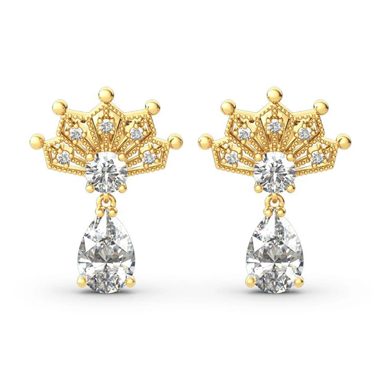 

Luxury Crown 1.25ct Tear Cut Total 3.3ct Moissanite Diamond Earrings Studs Women Solid Silver 925 Gold Plated Jewelry