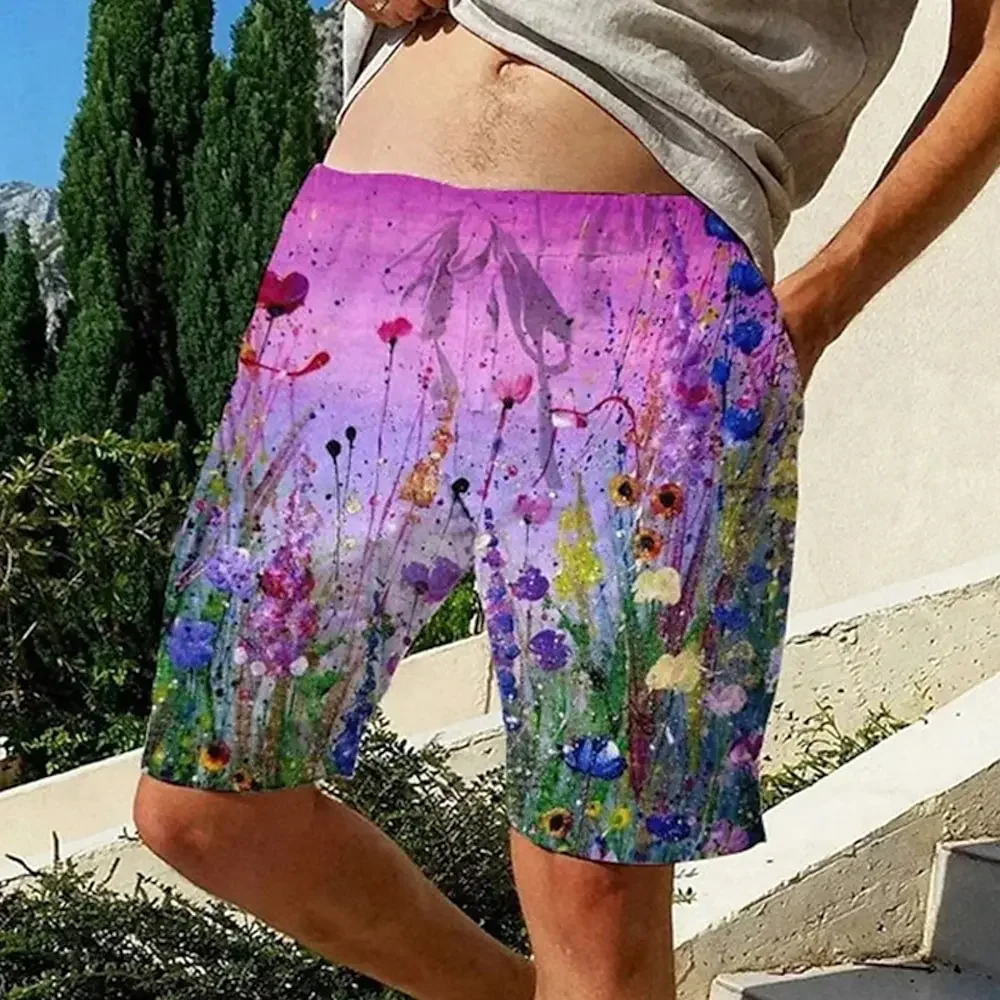 

Men's Shorts Summer Shorts Beach Shorts Drawstring Elastic Waist 3D Print Graphic Butterfly Flower / Floral Breathable Soft Shor