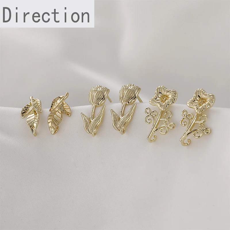 

Серьги «сделай сам» с покрытием из настоящего золота 14 к, сохраняющие мелкие цветы, Лист Тюльпана, серия растений, с подвесными аксессуарами